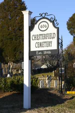chesterfield cemetery sign